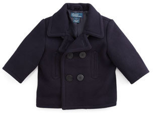 Ralph Lauren Childrenswear Naval Pea Coat, Newport Navy, 9-24 Months