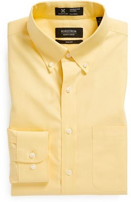 Nordstrom SmartcareTM Wrinkle Free Solid Pinpoint Cotton Trim Fit Dress Shirt