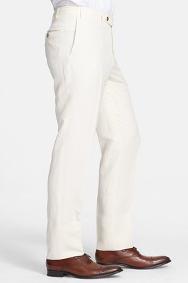 Canali Flat Front Linen & Silk Trousers