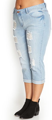 Forever 21 FOREVER 21+ plus size distressed cropped jeans