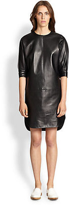 Alexander Wang Leather Dolman-Sleeved Dress