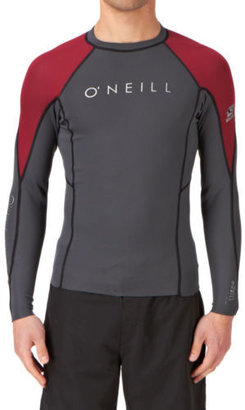 O'Neill Hyperfreak 0.5mm Long Sleeve Crew Thermal  Mens  Rashvest - Graphite/Red