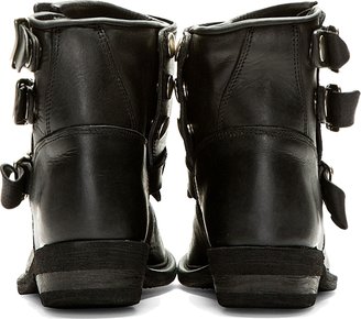 Golden Goose Black Leather Buckled-Guard Noha Boots