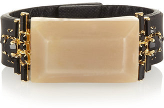 Marni Leather, horn and crystal bracelet