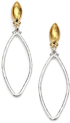 Gurhan Hoopla Sterling Silver & 24K Yellow Gold Marquis Drop Earrings