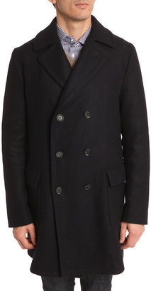 Hackett Myf Trim Navy Coat with Removable Rabbit Fur Lining