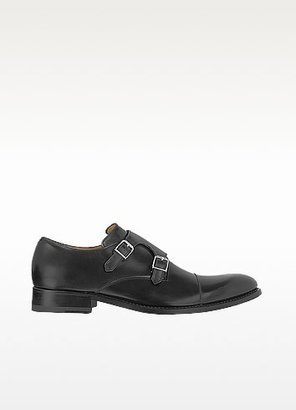 Forzieri Italian Handcrafted Black Leather Monk Strap Shoes