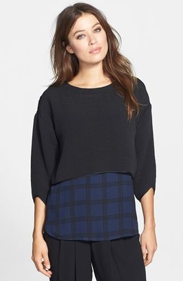 Eileen Fisher The Fisher Project Textured Jewel Neck Crop Top
