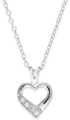Macy's Children's Cubic Zirconia Heart Pendant Necklace in Sterling Silver