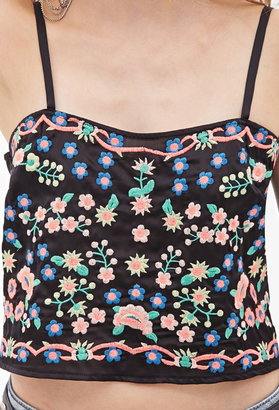 Forever 21 Floral-Embroidered Cropped Cami