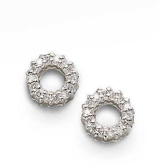 Roberto Coin Diamond & 18K White Gold Circle Earrings
