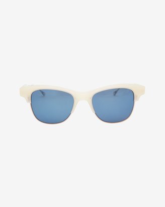 Intermix Oliver Peoples West Hobson Mirrored Lense Acetate Rim Sunglasses: White