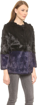 Jocelyn Colorblock Fur Coat