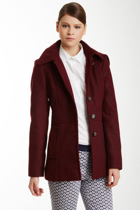 Kensie Hooded Button Front Peacoat