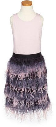 Milly Minis 'Blaire' Ostrich Feather Dress (Toddler Girls, Little Girls & Big Girls)