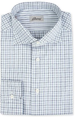 Brioni Checked regular-fit single-cuff shirt - for Men