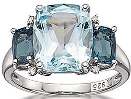 JCPenney FINE JEWELRY Blue Topaz 3-Stone Ring In Sterling Silver