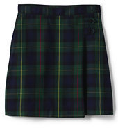 Lands' End Juniors Plaid A-line Skirt Below the Knee-Classic Navy/Evergreen Plaid