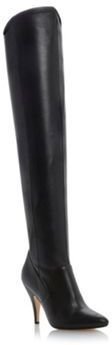 Dune Black leather stretch over the knee heeled boot