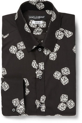 Dolce & Gabbana Slim-Fit Dice-Print Cotton-Poplin Shirt