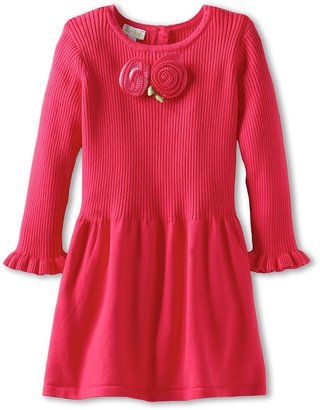 Le Top Girls' Rose Garden Sweater Knit Drop Waist Dress (Toddler/Little Kids) (Rose Pink) - Apparel
