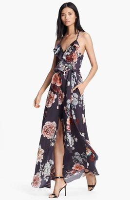 L'Agence Floral Print Ruffle Front Dress