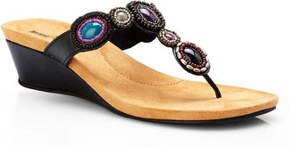 Minnetonka Black Uptown Wedge Sandals