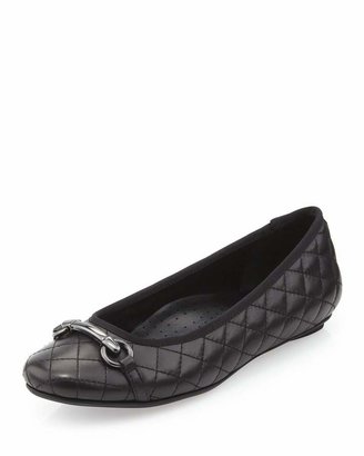 Neiman Marcus Suzy Quilted Buckled Flat, Black