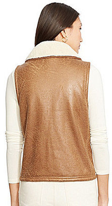 Lauren Ralph Lauren Faux-Shearling-Collar Faux-Leather Vest