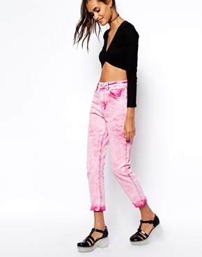 ASOS Farleigh High Waist Slim Mom Jeans in Milkshake Pink - Pink