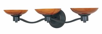 Triarch Lighting Triarch International 25862-BZ Halogen VI 3LT Vanity Fixture, Oil Rubbed Bronze Finish and Amber Art Glass