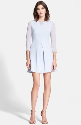 Ted Baker 'Haswell' Embellished Three Quarter Sleeve A-Line Dress