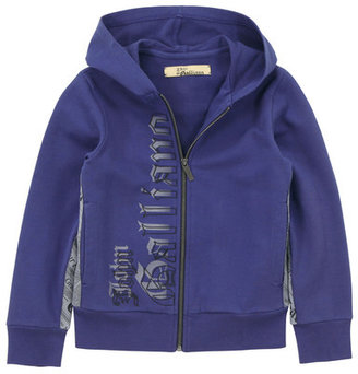 John Galliano full zip indigo blue fleece hoodie