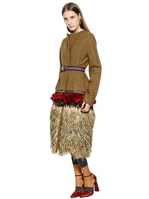 Marni Feather Embellished Wool Felt Coat