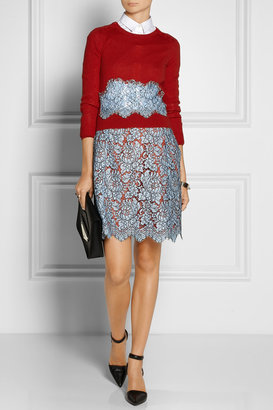 Carven Cotton-blend lace skirt