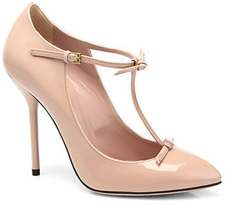 Gucci Beverly Patent Leather T-Strap Pumps