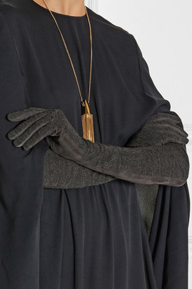 Lanvin Paneled suede and jersey gloves