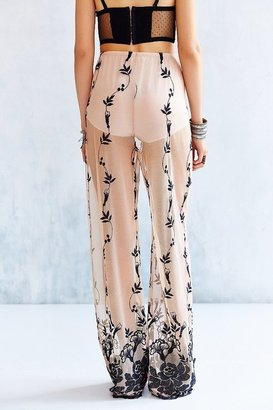 Urban Outfitters Staring At Stars Embroidered Mesh Wide-Leg Pant