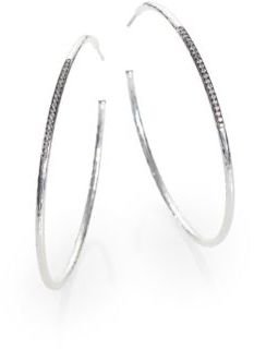 Ippolita Stella Diamond & Sterling Silver #4 Hoop Earrings/2.25"