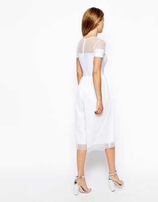 ASOS Cropped Mesh Jumpsuit With Sweetheart Neckline