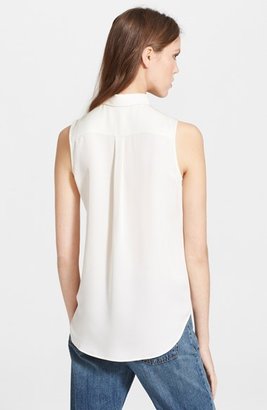 Theory 'Yarnie' Sleeveless Silk Georgette Shirt