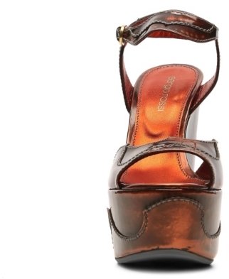 Sergio Rossi Metallic Patent Leather Wedge Sandal