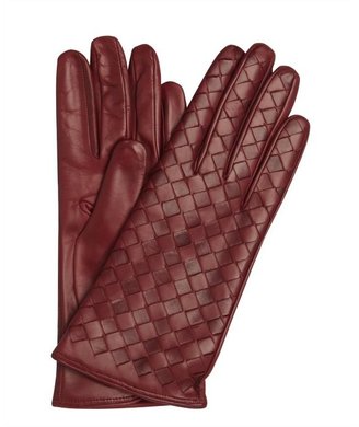 All Gloves vino red woven leather glove with cashmere lining