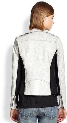 IRO Ilaria Tweed-Back Cracked Leather Jacket