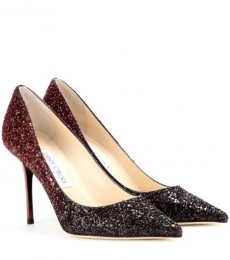 Jimmy Choo Agnes Glitter-covered Leather Pumps