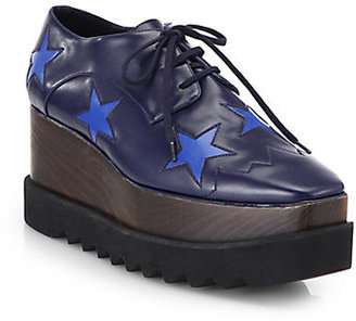 Stella McCartney Faux Leather Star Lace-Up Platform Sneakers