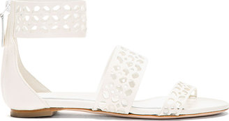 Alexander McQueen White Leather Laser-Cut Sandals