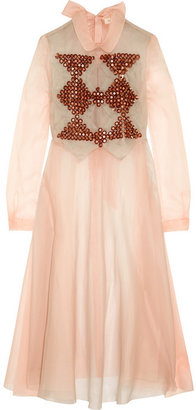 DELPOZO Embellished silk-organza blouse