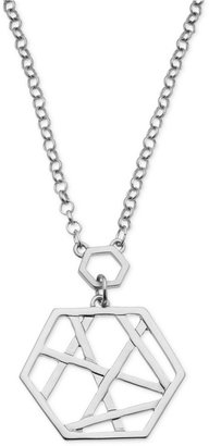 T Tahari Silver-Tone Lattice Pendant Necklace