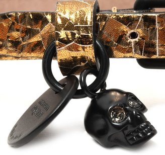Alexander McQueen Metallic Leather Wrap Skull Bracelet